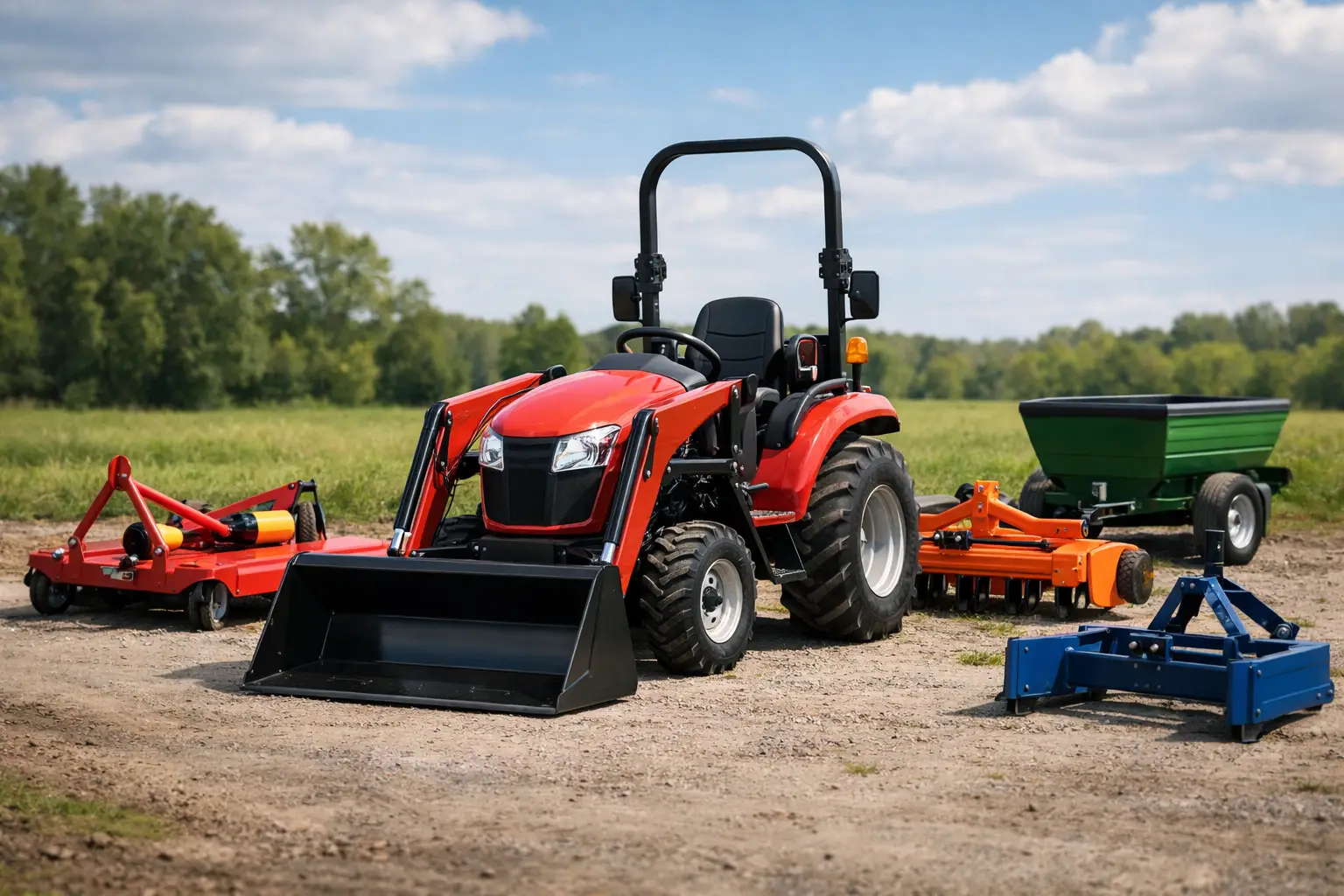 Compact tractor met werktuigen kiezen