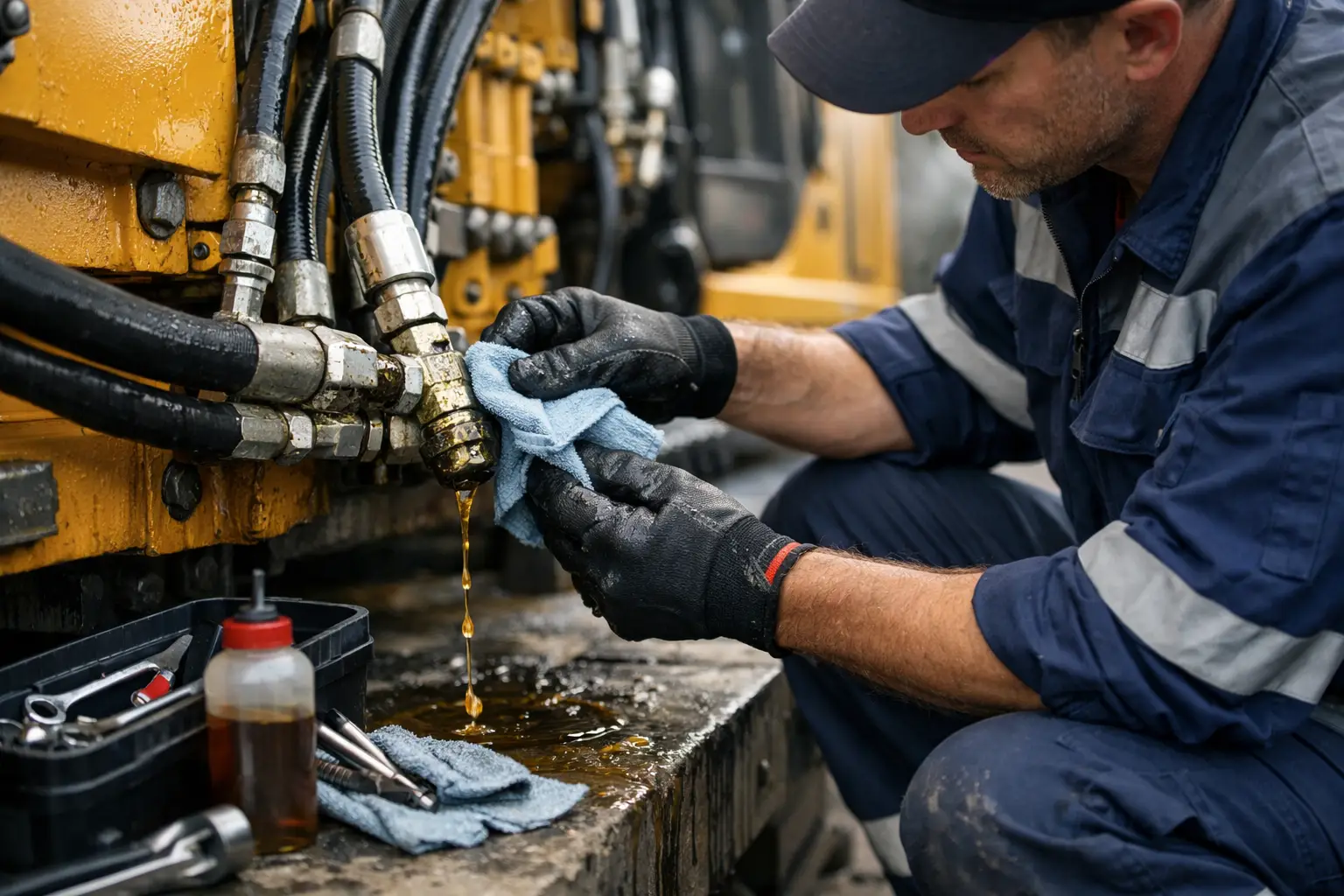Hydraulieklekkage aan machine snel verhelpen