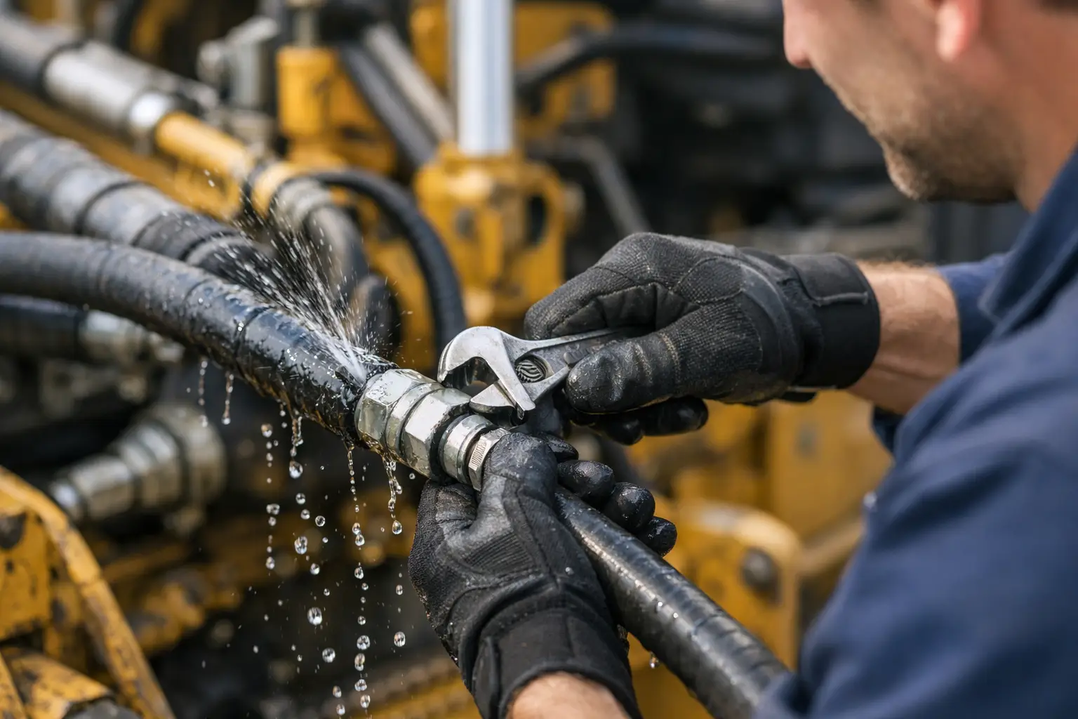 Hydraulische slang lekkage repareren: veilig handelen
